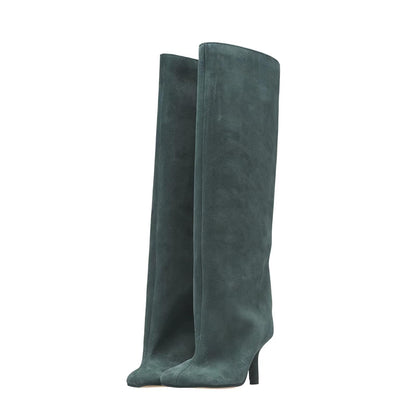 Women's Suede Square Toe Knee-high Boots