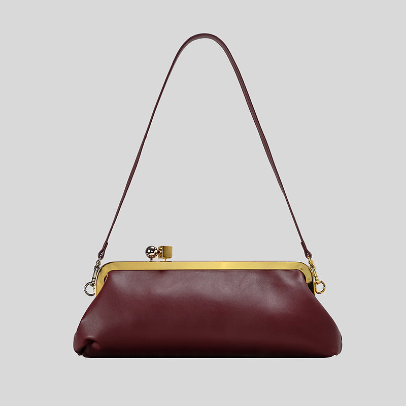 Black Shoulder Bag With Kiss-Lock Closure