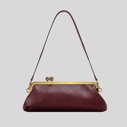 Black Shoulder Bag With Kiss-Lock Closure