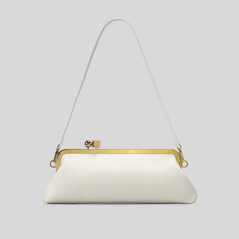 Black Shoulder Bag With Kiss-Lock Closure