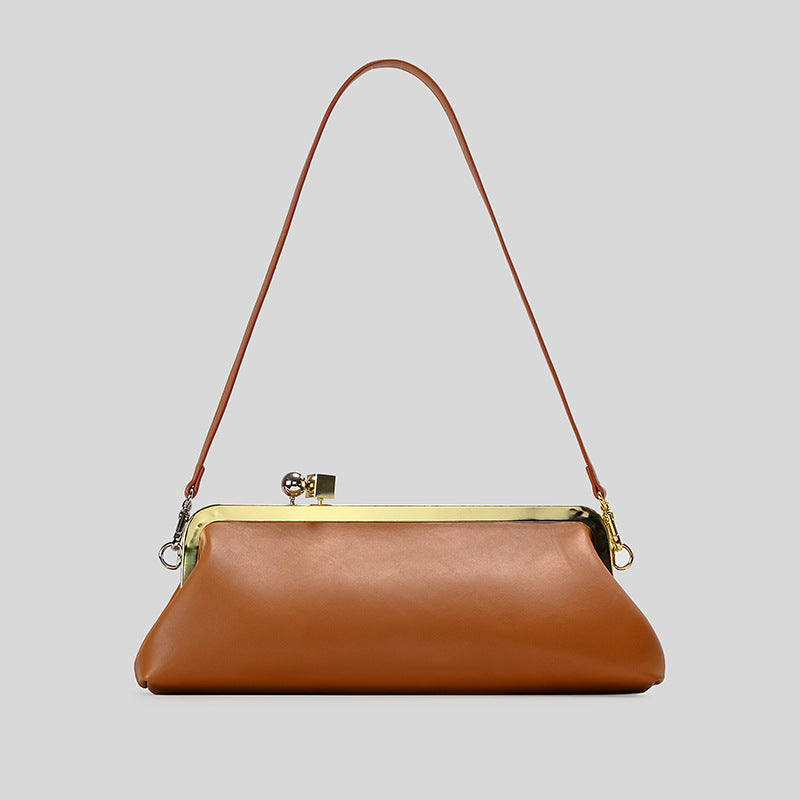 Black Shoulder Bag With Kiss-Lock Closure