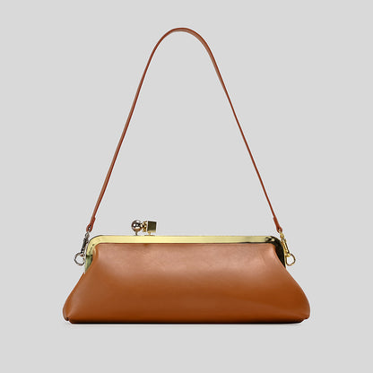 Black Shoulder Bag With Kiss-Lock Closure