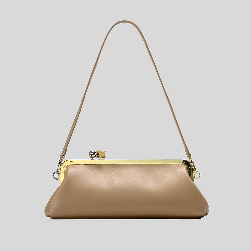 Black Shoulder Bag With Kiss-Lock Closure