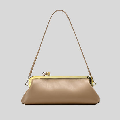 Black Shoulder Bag With Kiss-Lock Closure