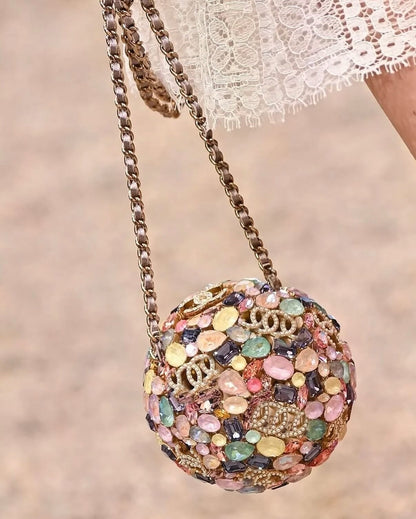 Gemstone And Pearl Spherical Evening Bag
