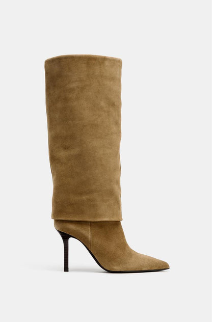 Leatherette Heel Boots