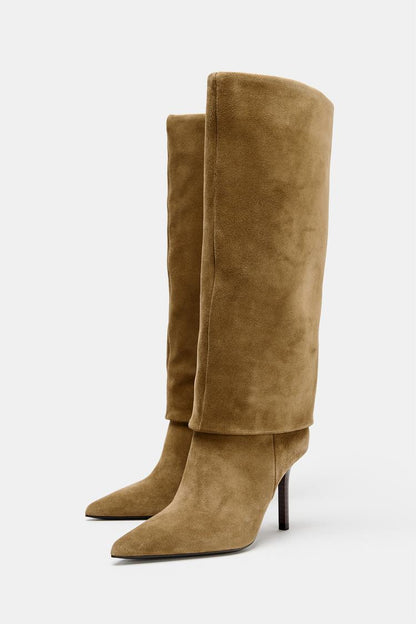 Leatherette Heel Boots