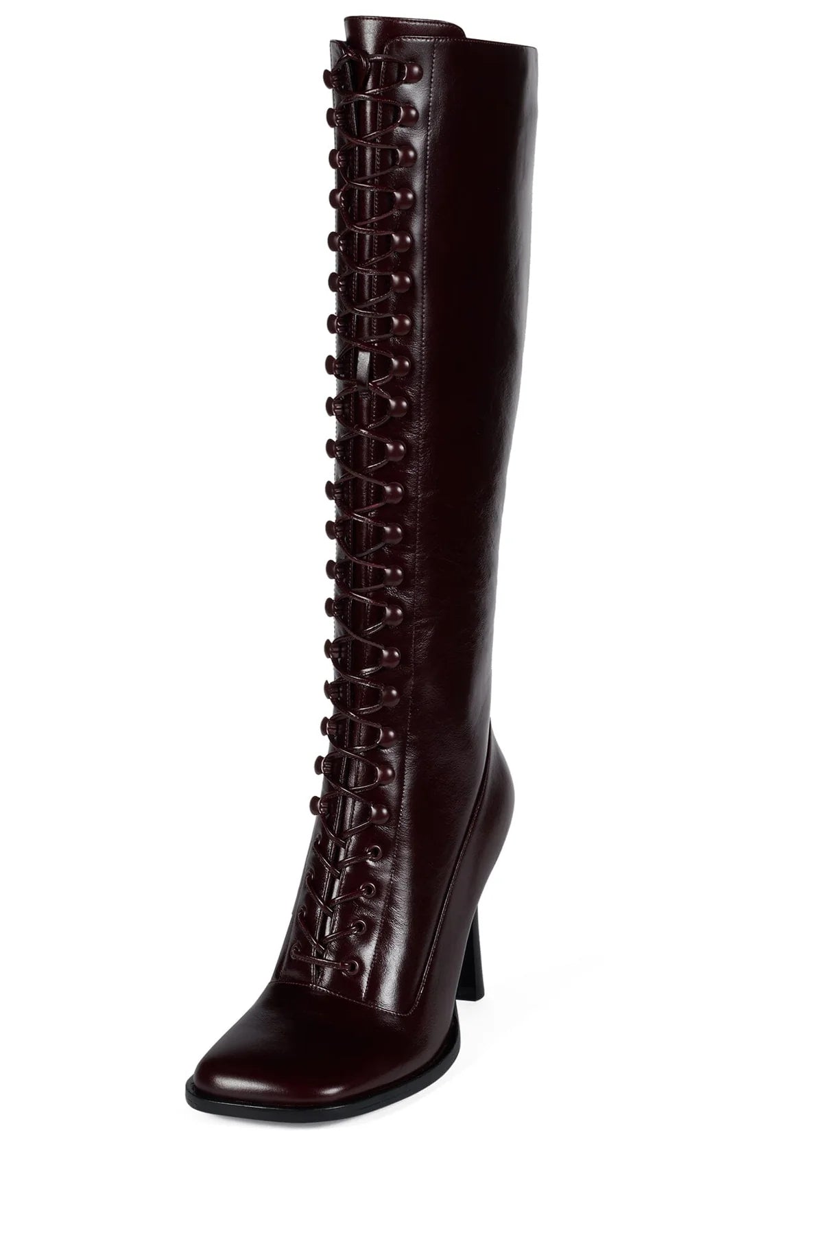 Square Toe Lace Up Knee High Boots