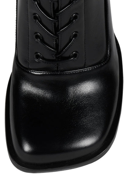 Square Toe Lace Up Knee High Boots