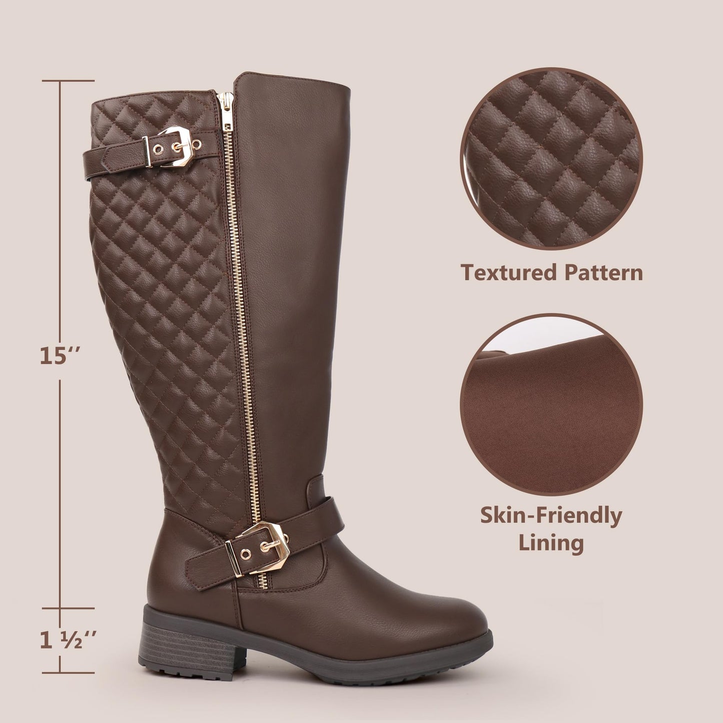 Double Buckle Extra-wide Knee-high Riding Boots