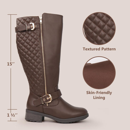 Double Buckle Extra-wide Knee-high Riding Boots