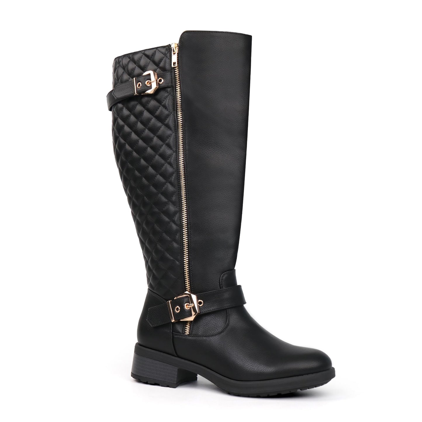 Double Buckle Extra-wide Knee-high Riding Boots