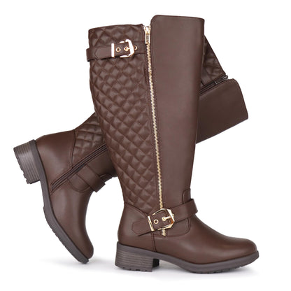 Double Buckle Extra-wide Knee-high Riding Boots