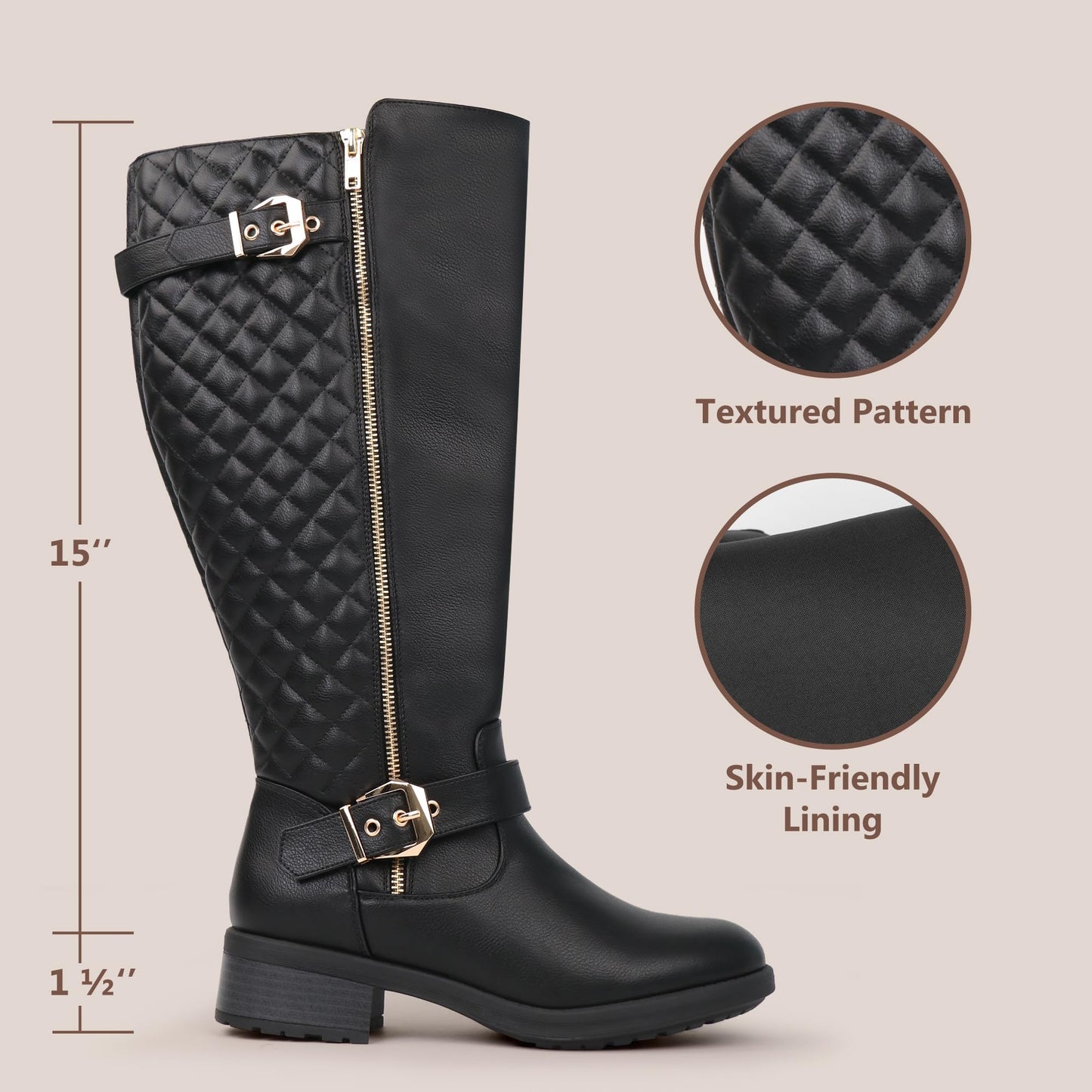 Double Buckle Extra-wide Knee-high Riding Boots