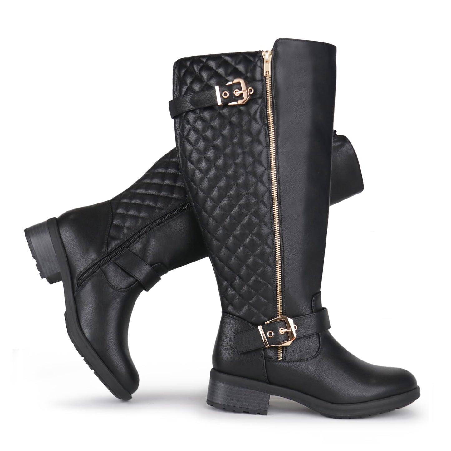 Double Buckle Extra-wide Knee-high Riding Boots