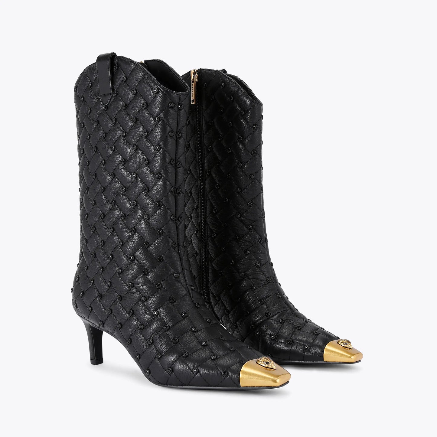 Woven Rhinestone Western Leather Boots