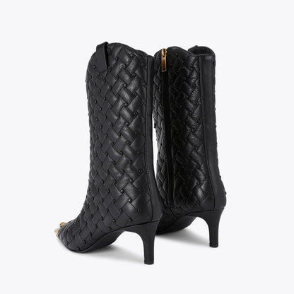 Woven Rhinestone Western Leather Boots