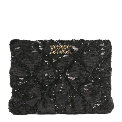 Sequins Quilted Large Clutch