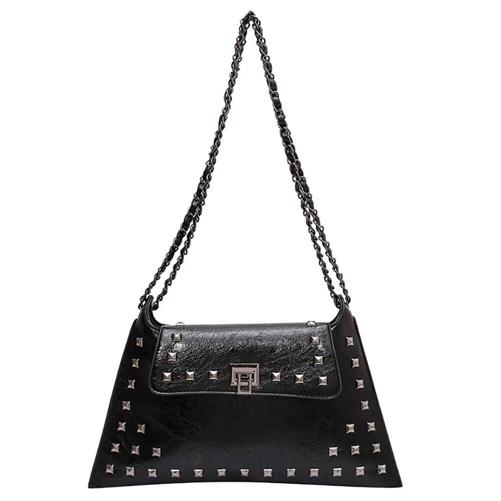 Retro Studs Leather Chain Shoulder Bag