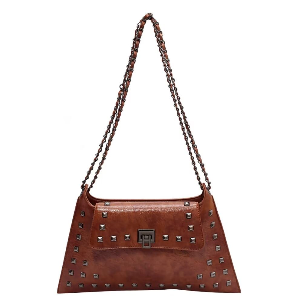 Retro Studs Leather Chain Shoulder Bag