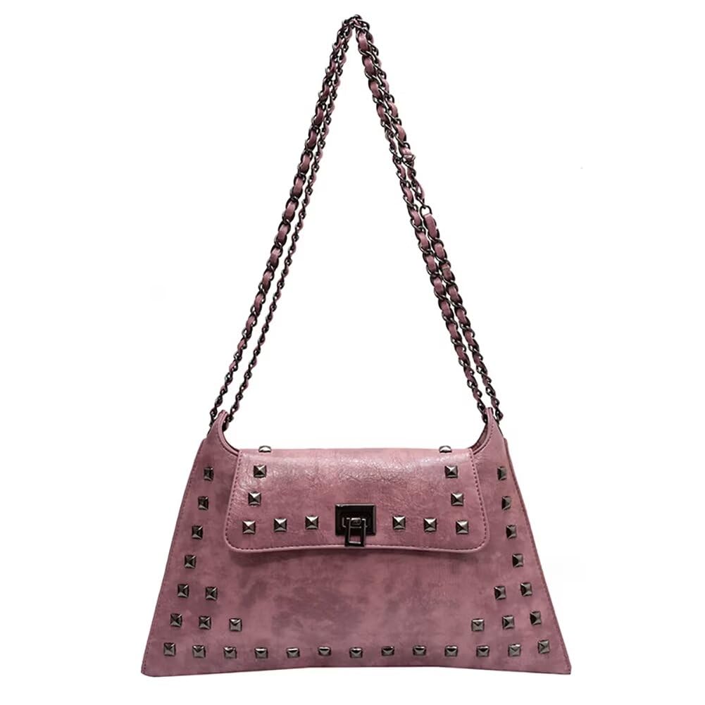 Retro Studs Leather Chain Shoulder Bag