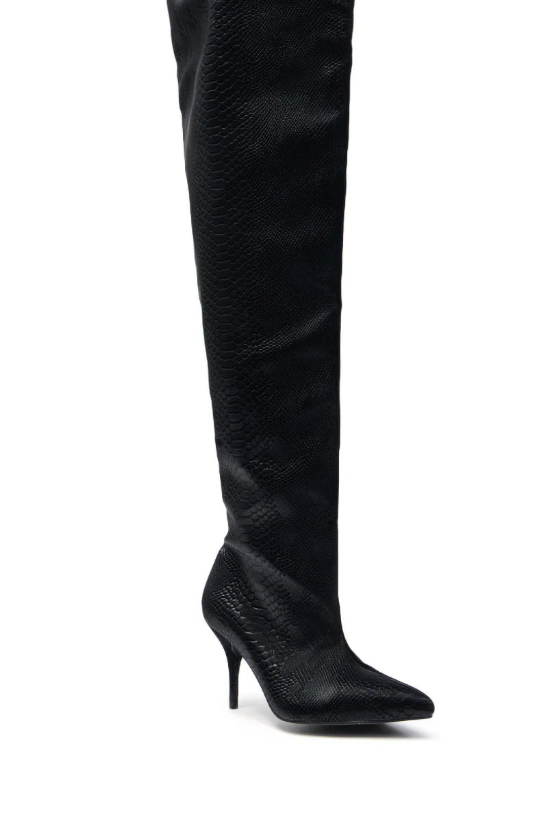 Black Snake Thigh High Boots