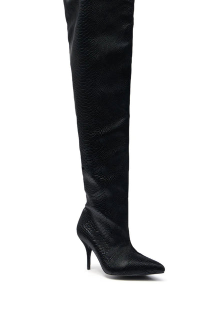 Black Snake Thigh High Boots