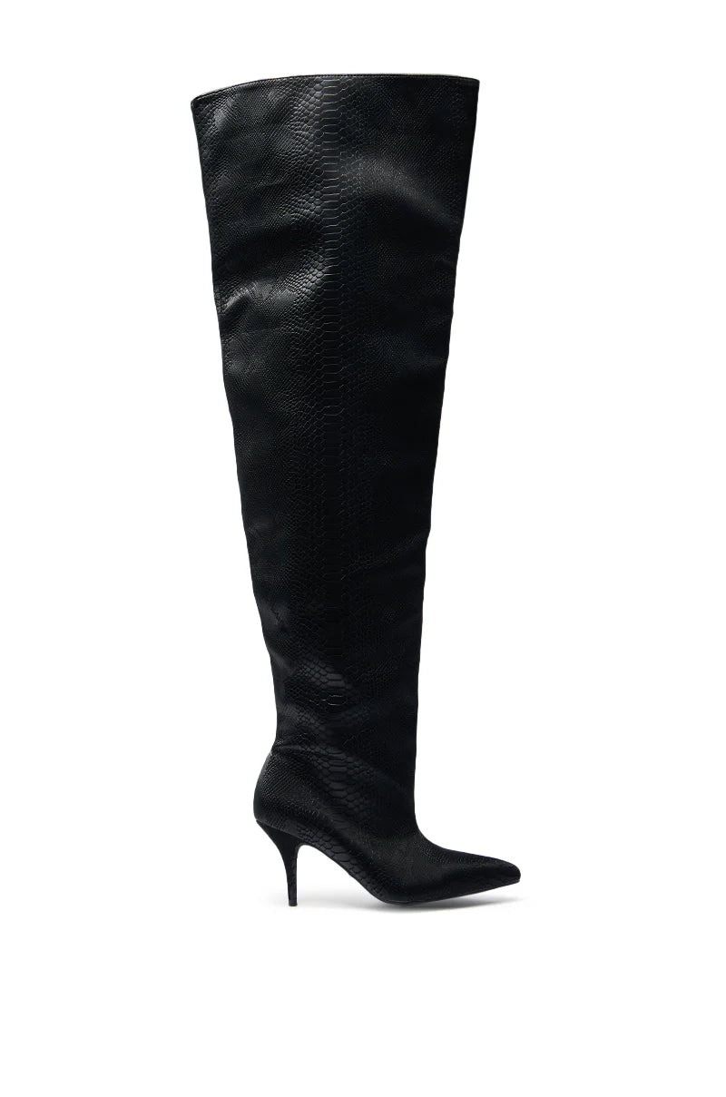 Black Snake Thigh High Boots