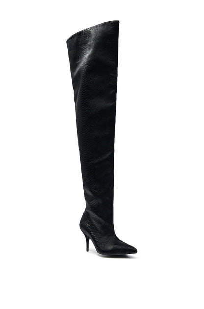 Black Snake Thigh High Boots