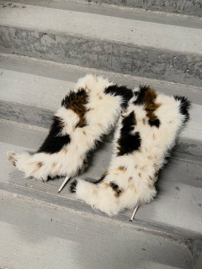 Cow Print Faux Fur Pointed-toe Stiletto Boots