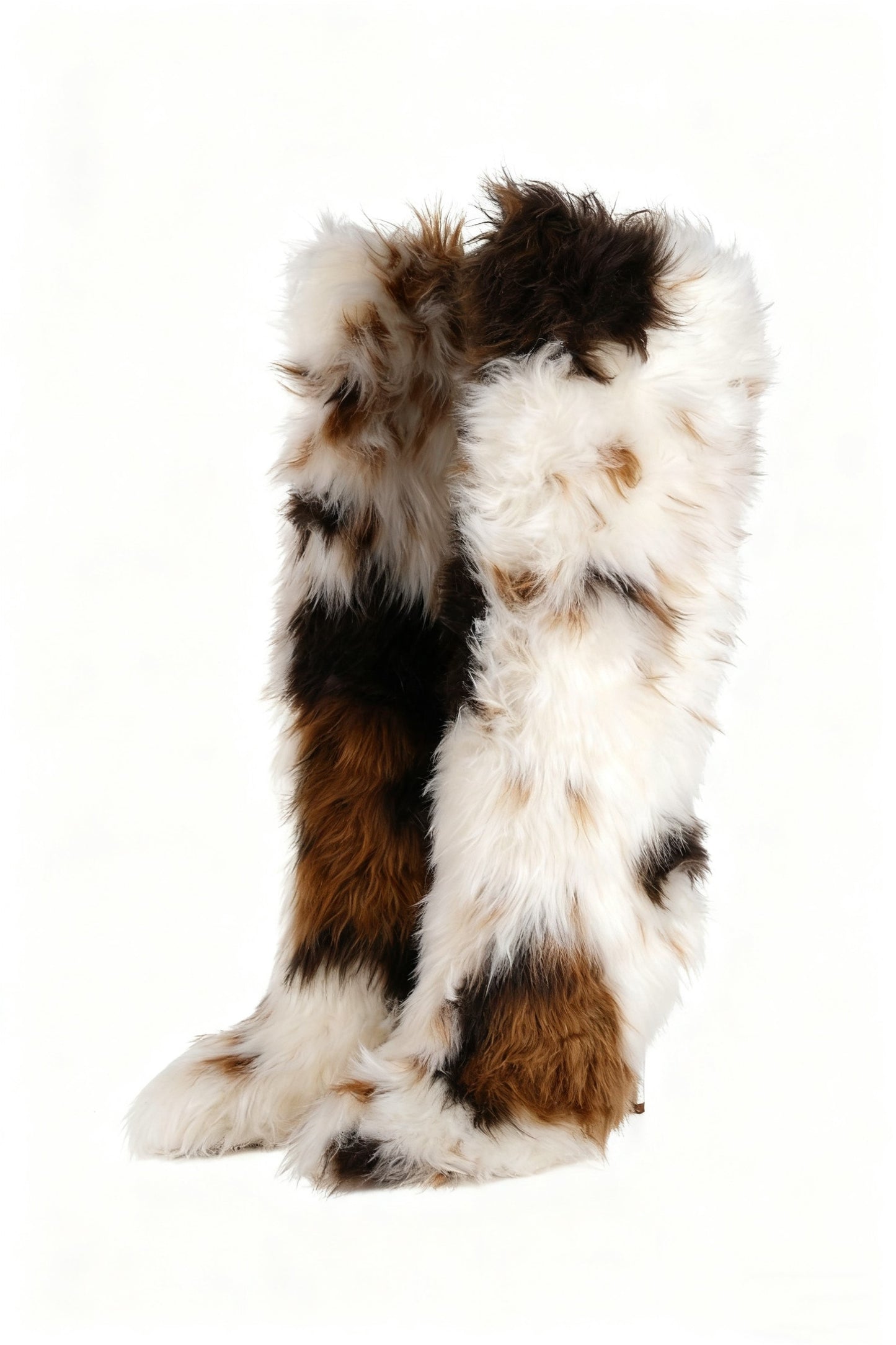 Cow Print Faux Fur Pointed-toe Stiletto Boots