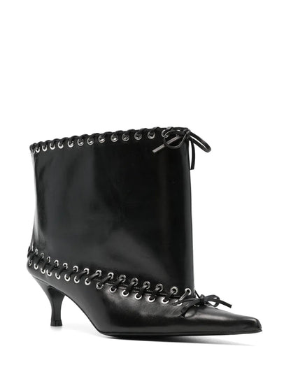 Eyelet-Straps Ankle Boots