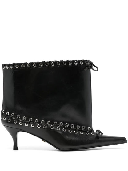 Eyelet-Straps Ankle Boots