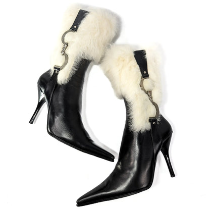 Faux Rabbit Fur Pointed-toe Stiletto Boots