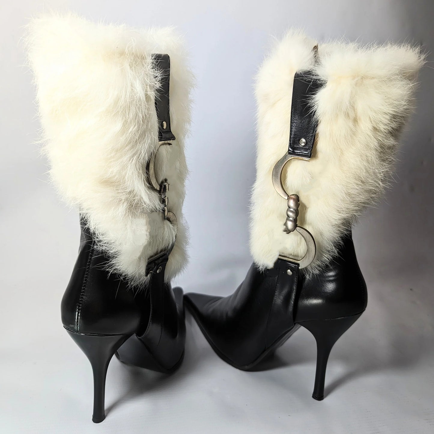 Faux Rabbit Fur Pointed-toe Stiletto Boots