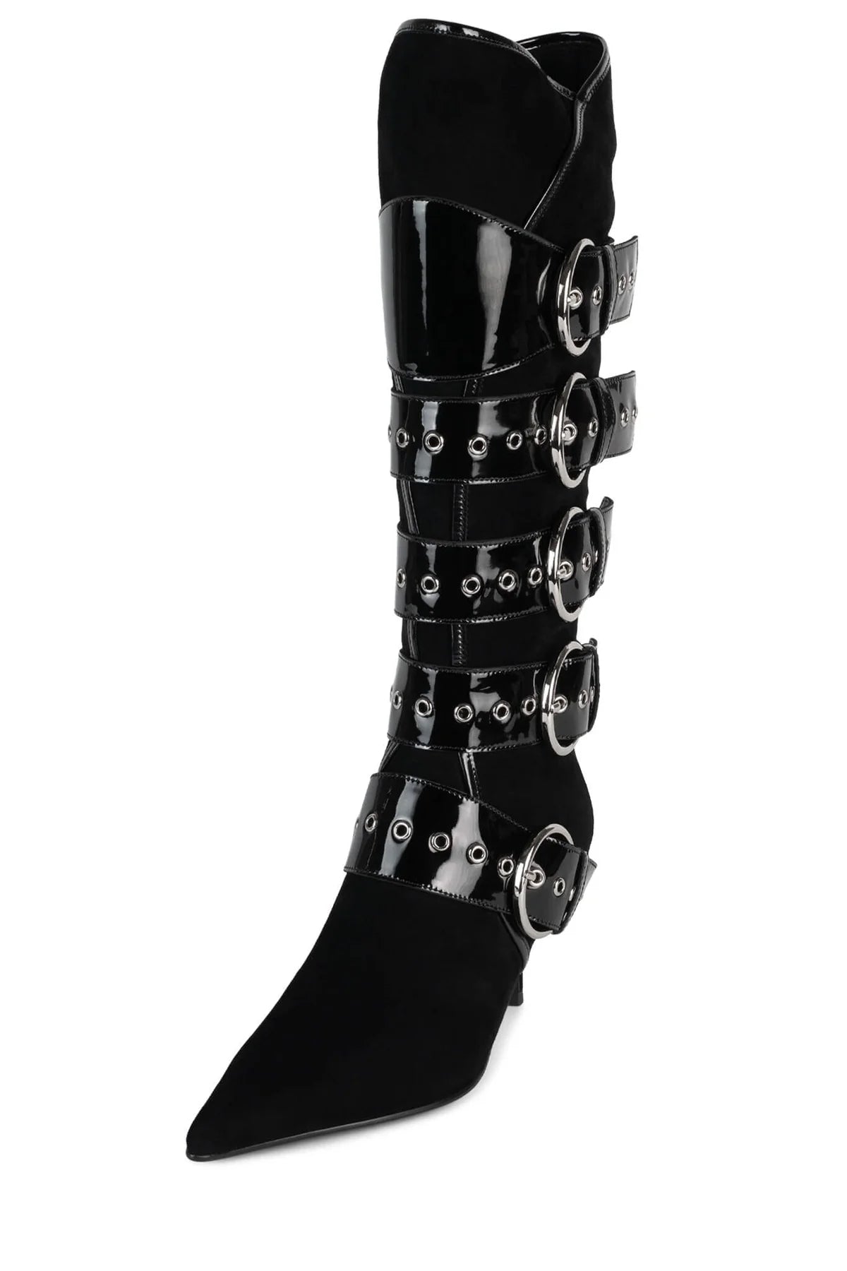 Strap And Buckle Knee-high Heeled Boots
