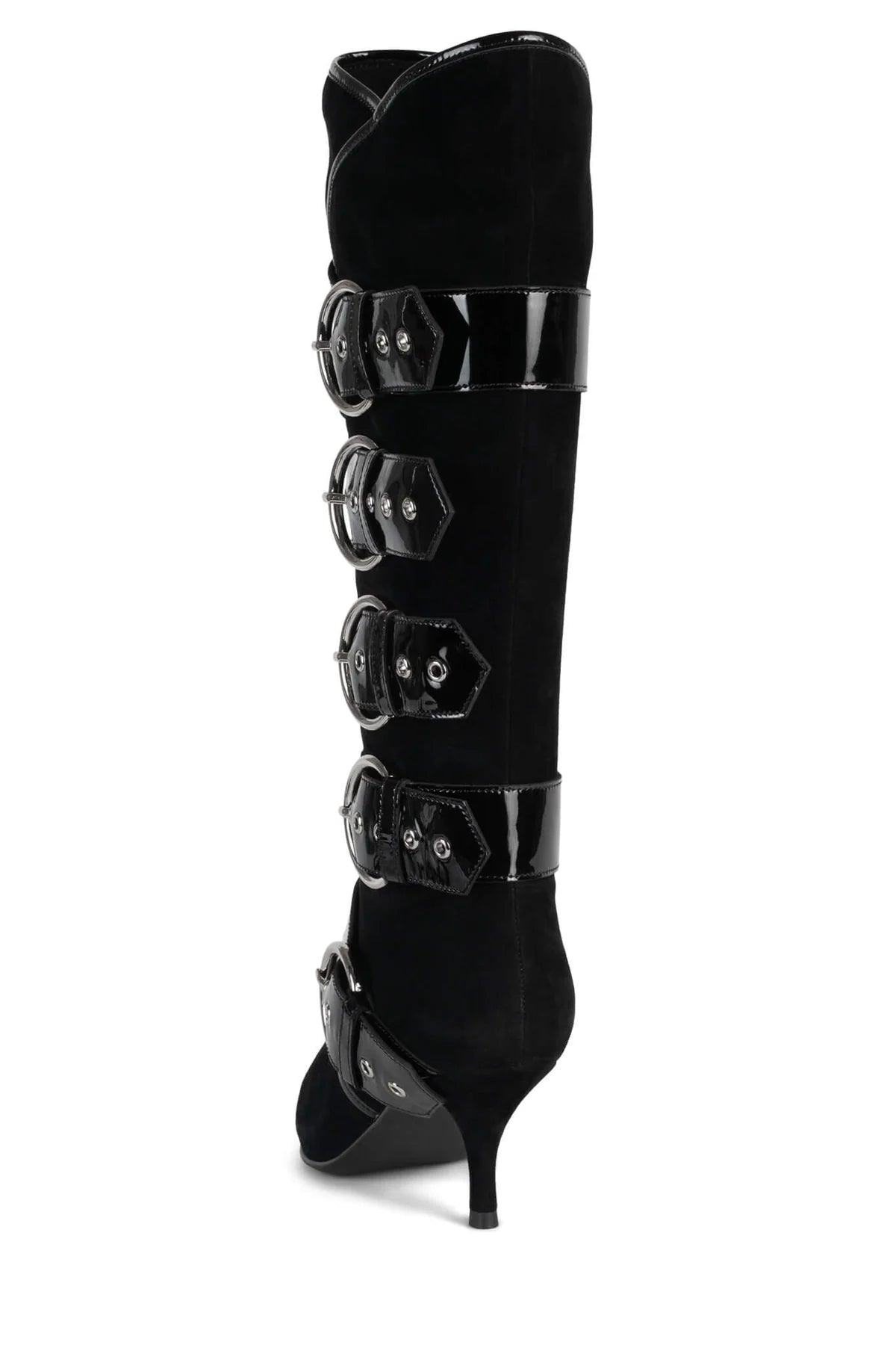 Strap And Buckle Knee-high Heeled Boots