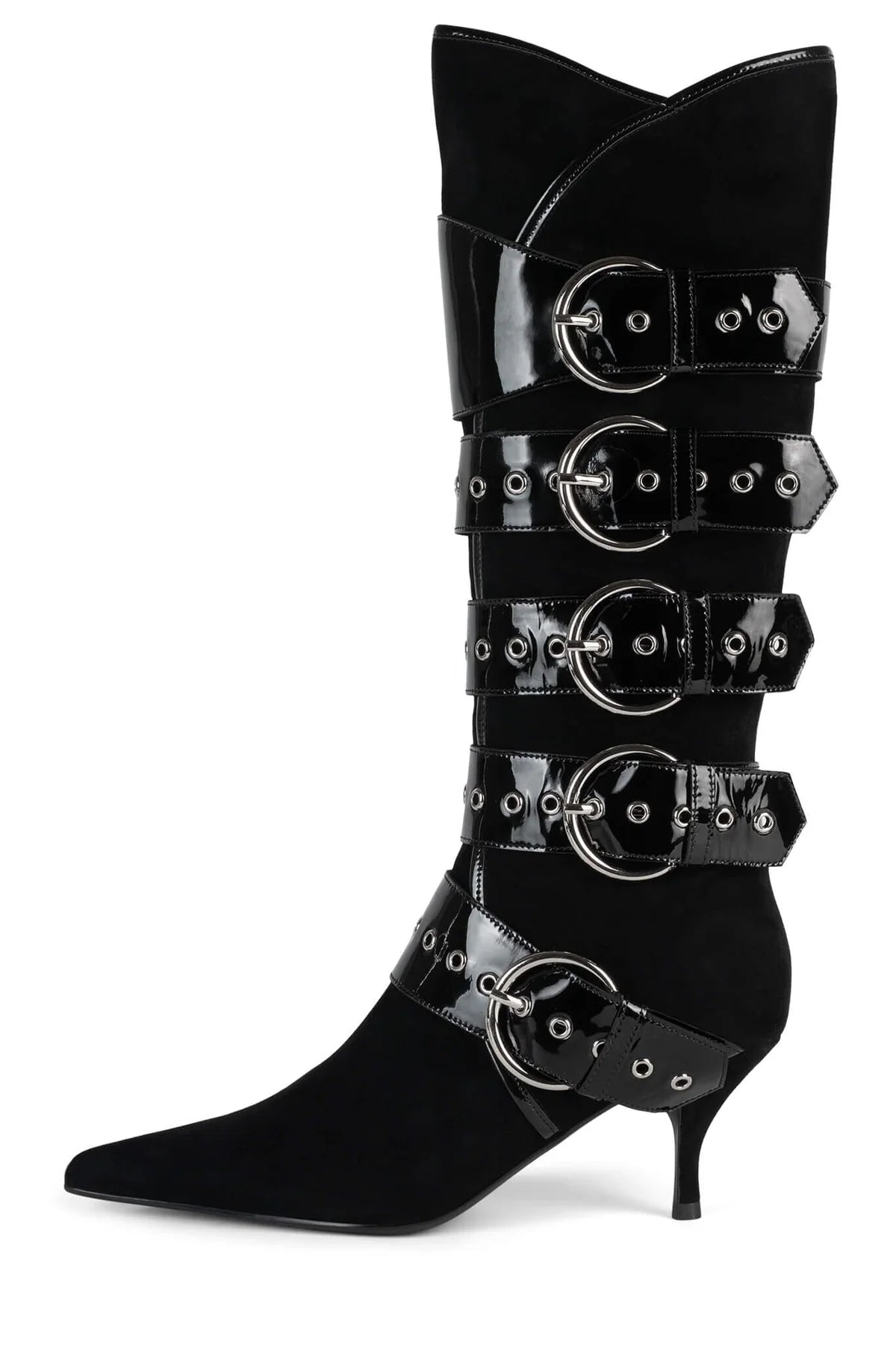 Strap And Buckle Knee-high Heeled Boots