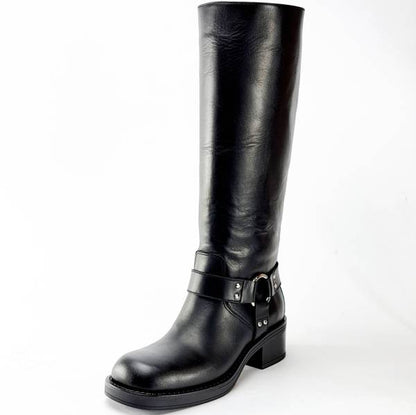 Women's Leather High Heeled Boots