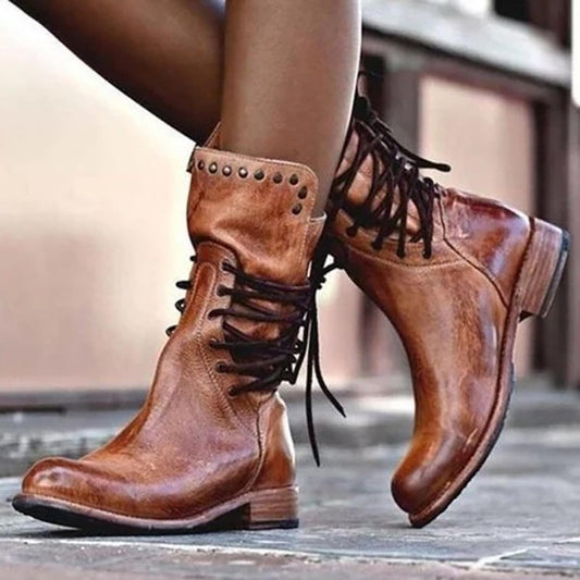 Women's Retro Western Cowboy Mid-Calf Boots