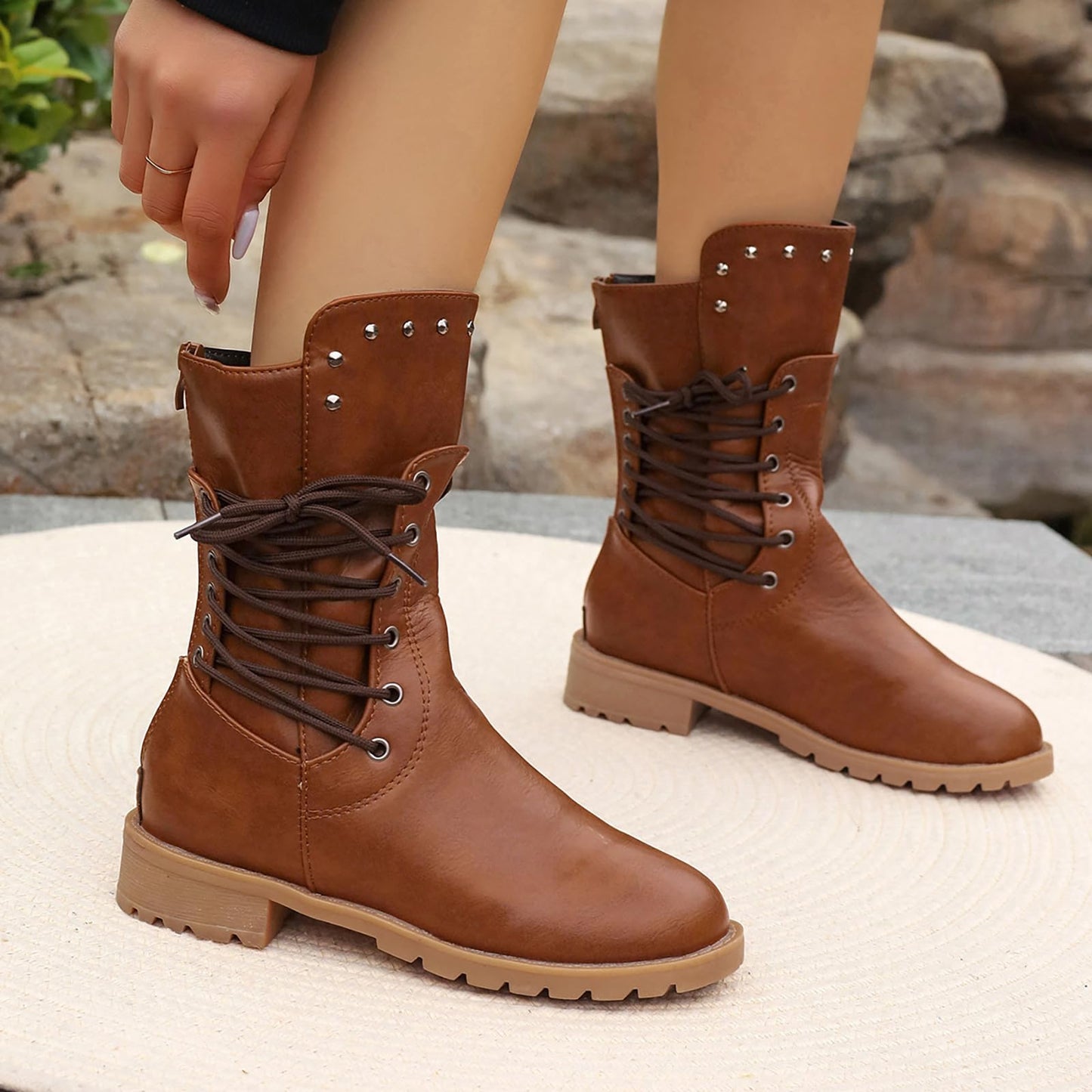 Women's Retro Western Cowboy Mid-Calf Boots