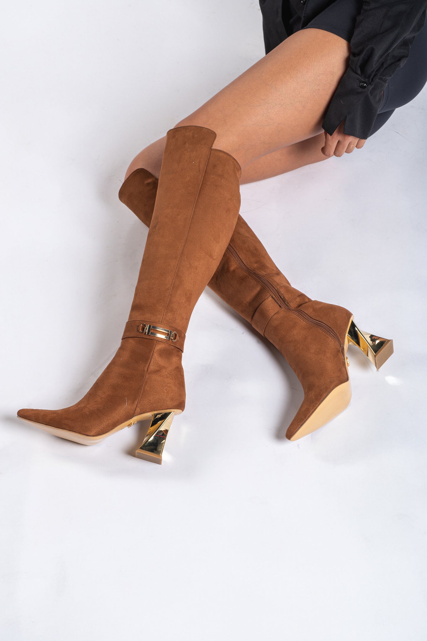 8cm Thick Heel Suede Boots