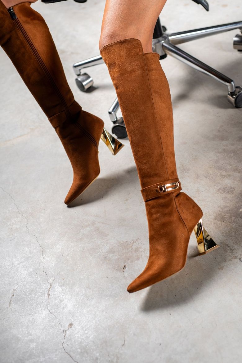 8cm Thick Heel Suede Boots