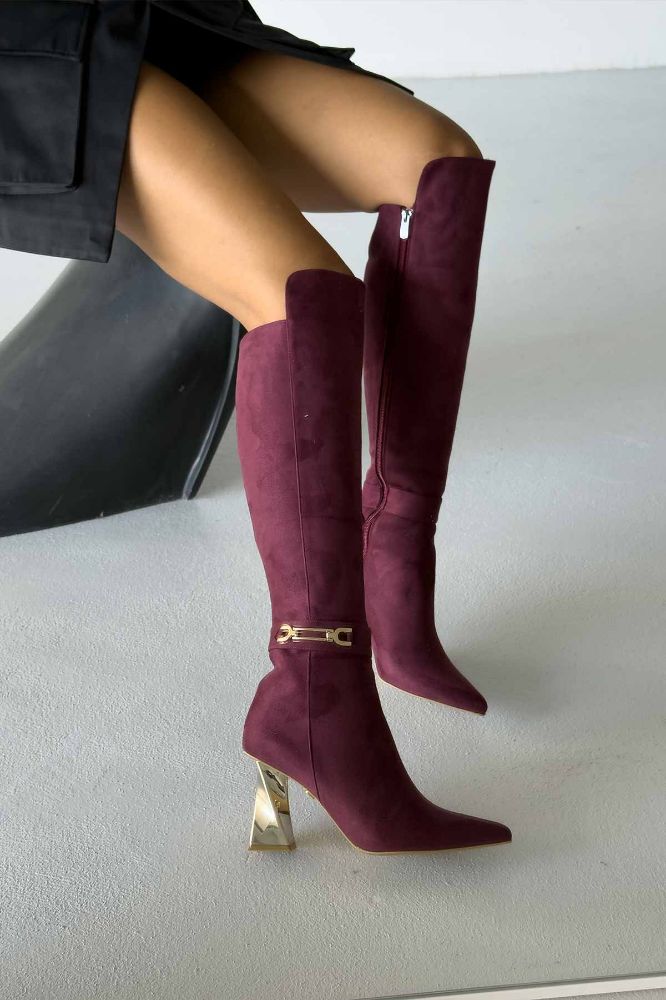 8cm Thick Heel Suede Boots