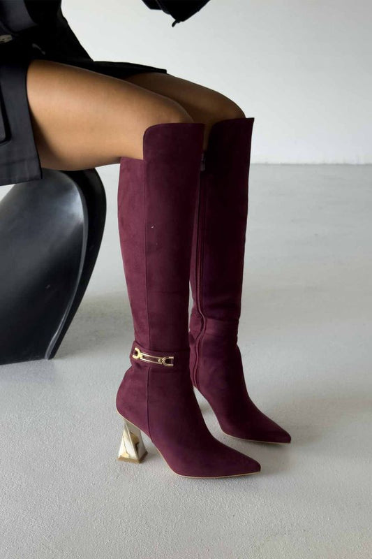 8cm Thick Heel Suede Boots