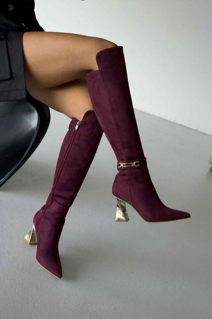 8cm Thick Heel Suede Boots