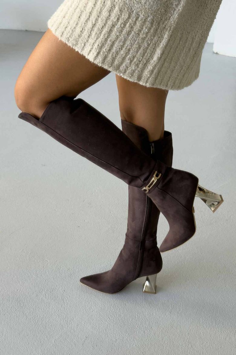 8cm Thick Heel Suede Boots