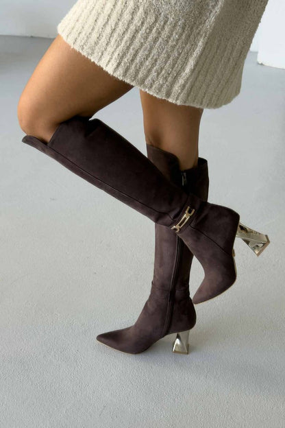 8cm Thick Heel Suede Boots