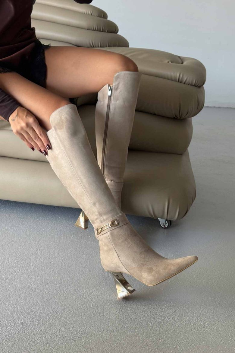 8cm Thick Heel Suede Boots