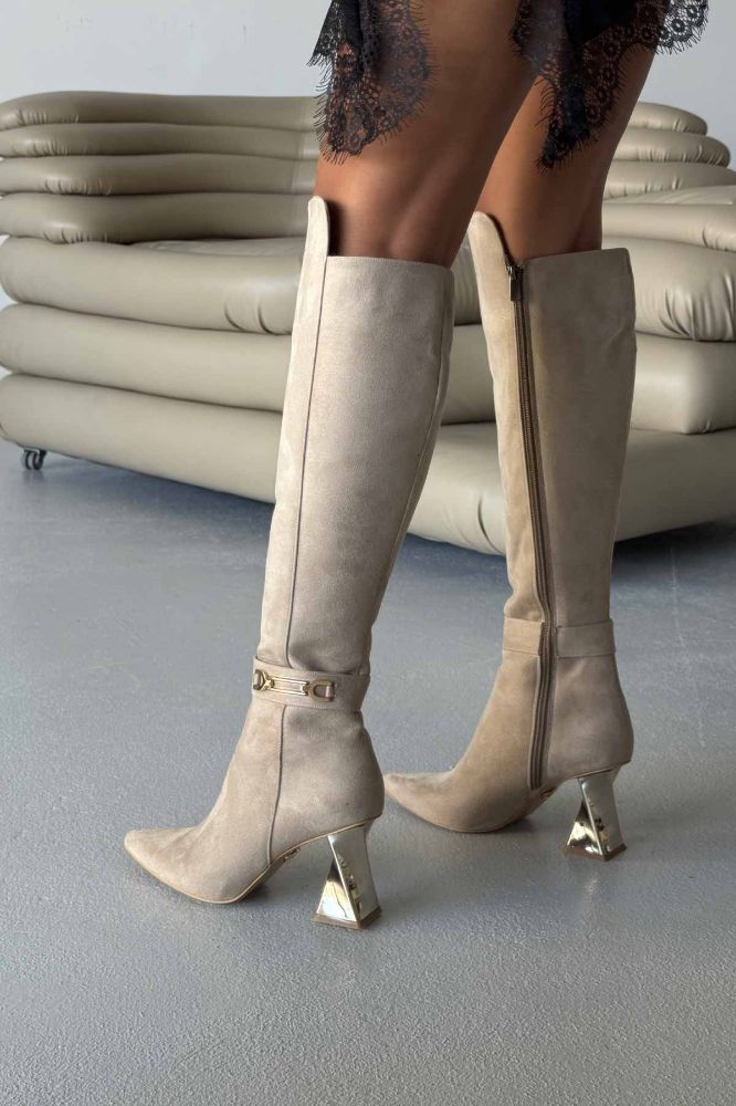 8cm Thick Heel Suede Boots